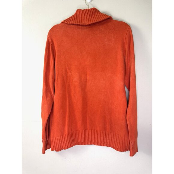 Lauren RL Womens 2X Orange Sweater Funnel Neck Button Cozy Autumn Classic Preppy - Picture 2 of 13